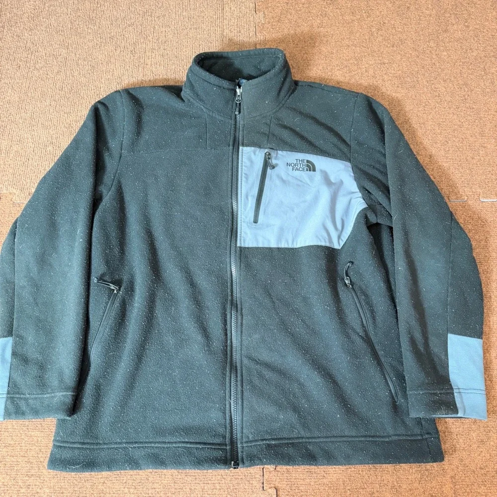 The‎ North Face Mens XL Full Zip Fleece Jacket Black Grey Denali Style